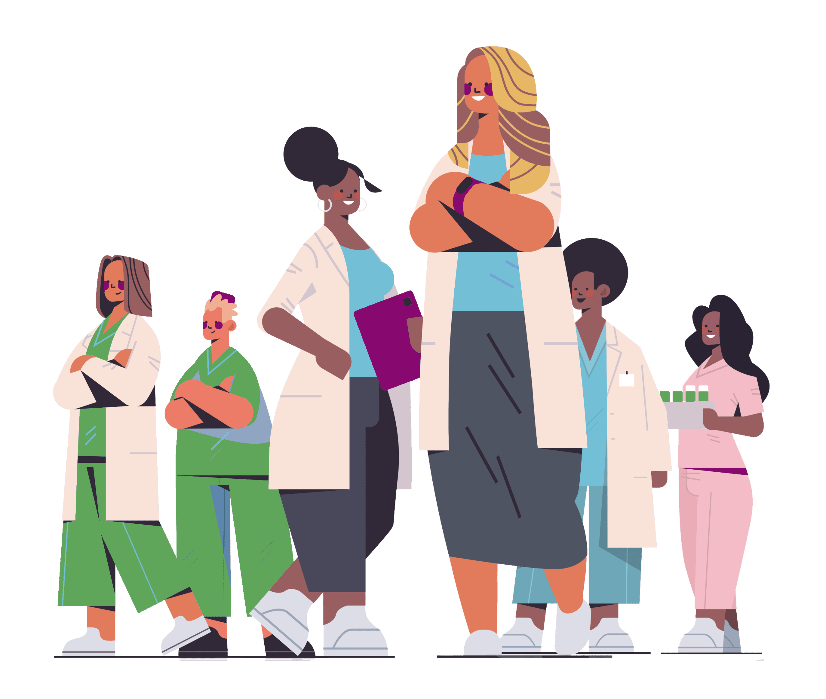 Illustration of racially diverse female health professionals